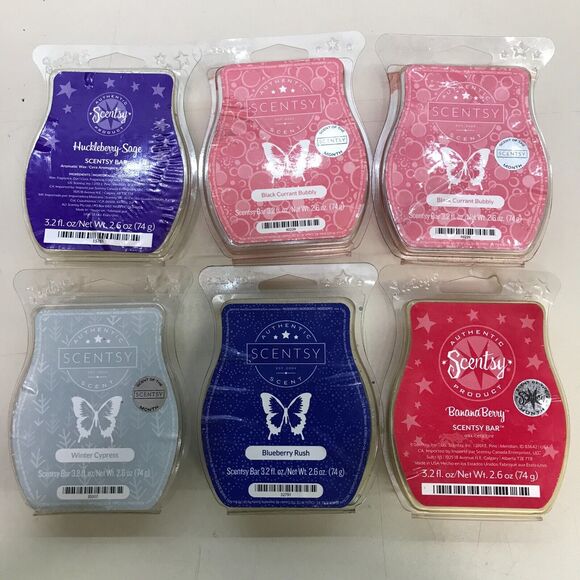 Scentsy ~ Lot Of 6 Wax Bars Scent Of The Month Huckleberry Winter Cypress Bar - Picture 1 of 11